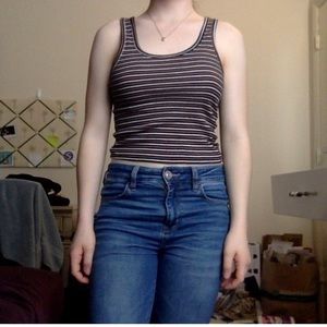 Forever 21 fitted ribbed striped tank top